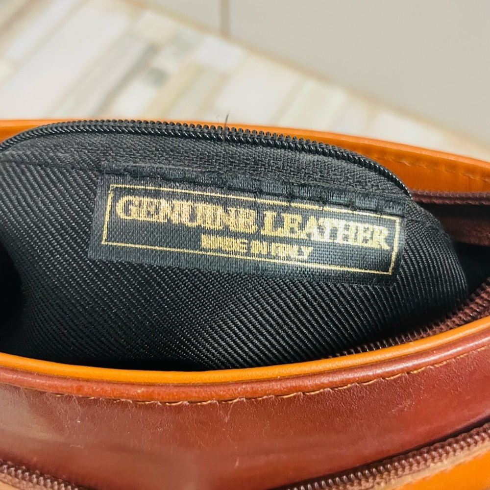 Vera Pella authentic Italian Leather Two-Tone  Leather crossbody Shoulder Bag - Picture 9 of 16